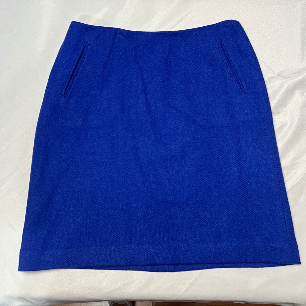 Talbots Blue Wool Pencil Mini Royal Blue Skirt Pockets Career Office Wear Size 4